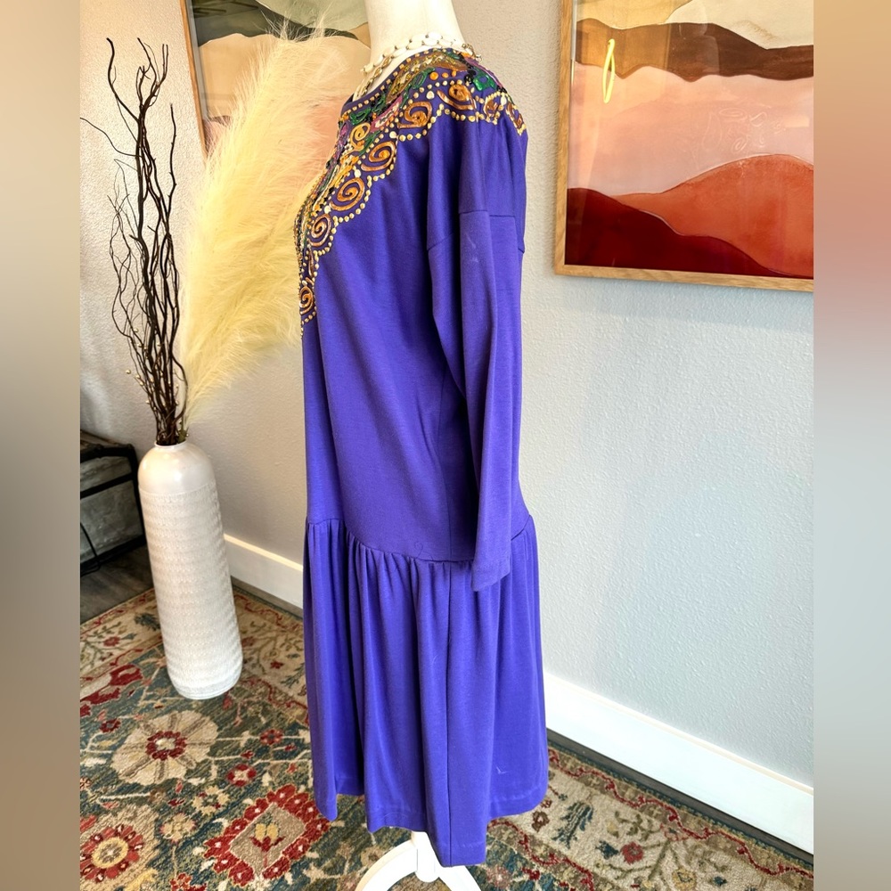 Judy Beth & CO Vintage Hand Painted Drop Waist Dress - Picture 8 of 11